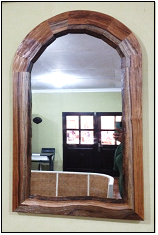 curve rustic mirror teak skin
