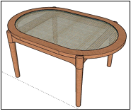oval coffee table w open webbing