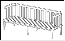 rectangular bench 3 seater