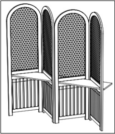 room divider w rattan skin webbing