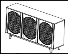 side board w rattan skin webbing