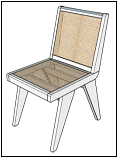 triangle side chair w rattan skin webbing